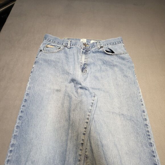 Calvin Klein Jeans Mens 35x32 Blue Relaxed Straight Leg Distressed Denim - Picture 2 of 11